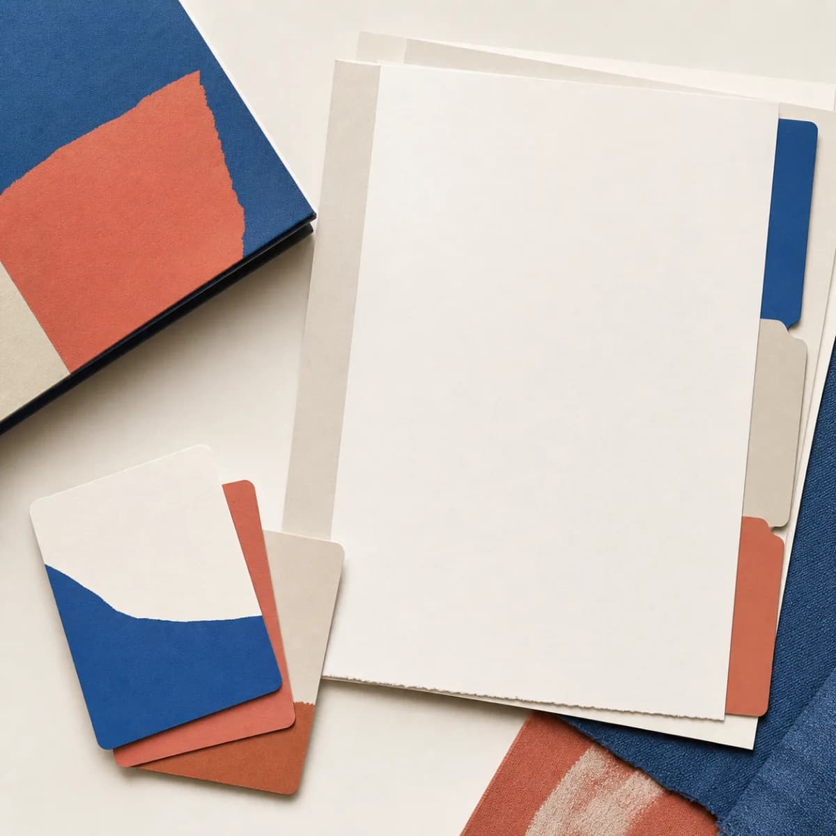 Оригинальная обложка концепта «Практика автора — Studio Workbook»: планировочные листы, карточки проектов и материальные разделители