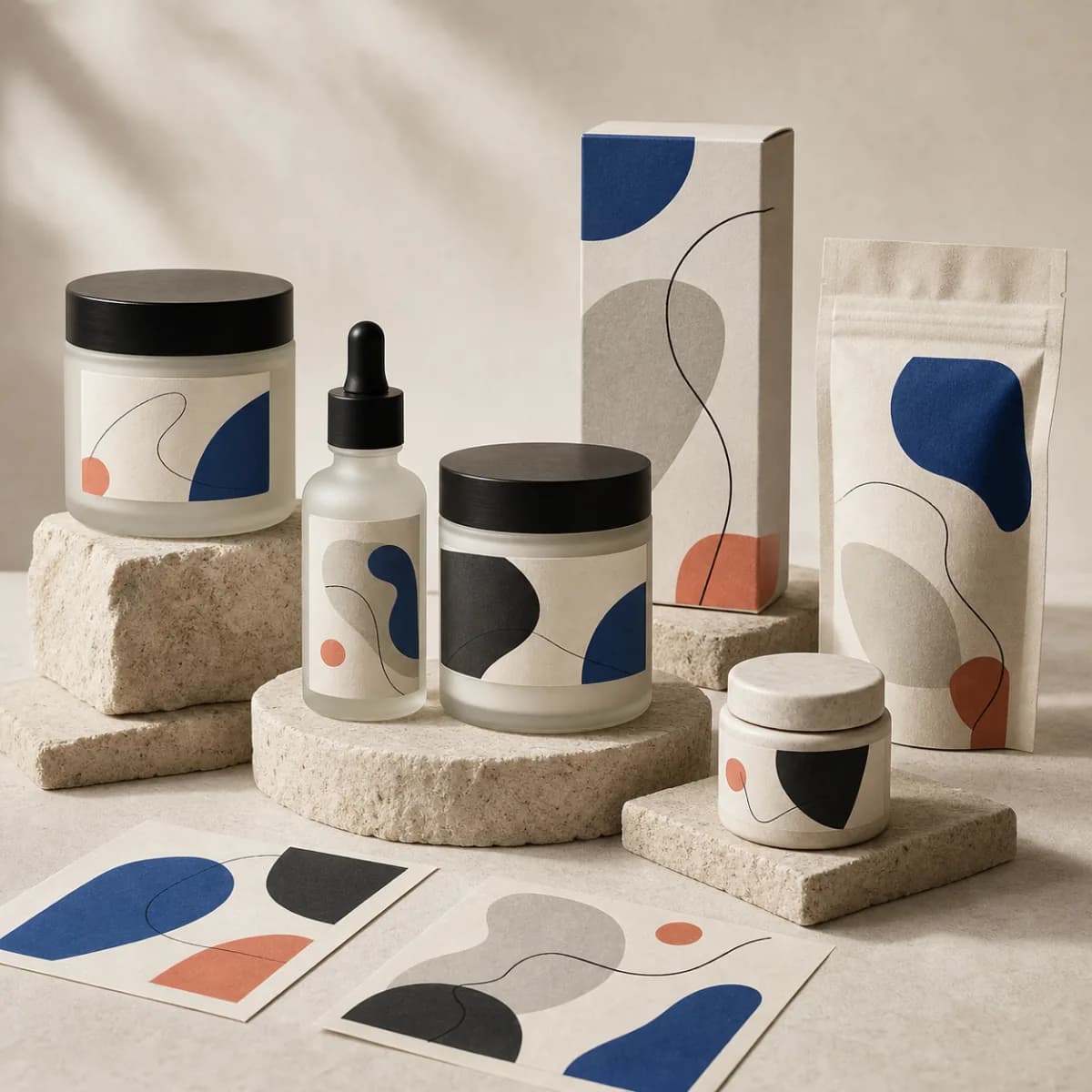 Обложка набора «Этикетка в студии — Packaging Scenes» с примерами включённых макетов