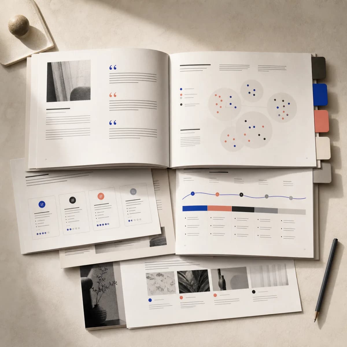 Обложка набора «Поле наблюдений — Research Deck» с примерами включённых макетов